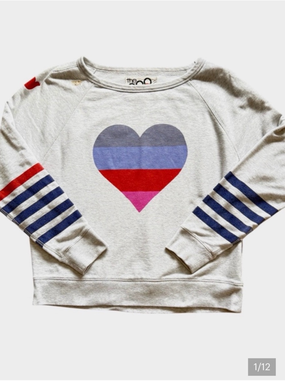 RARE Free City + Gap “Life Nature Love” Heart Sweatshirt Light Heather Grey XS